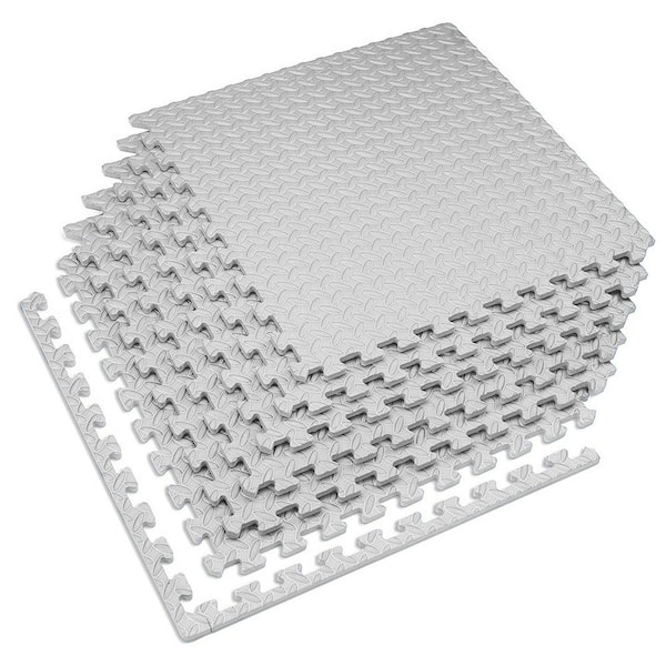 Velotas Light Gray 24 in. W x 24 in. L x 1/2 in.Thick Diamond Plate EVA Foam Exercise/Gym Tiles (12 tiles) (48 sq. ft.)