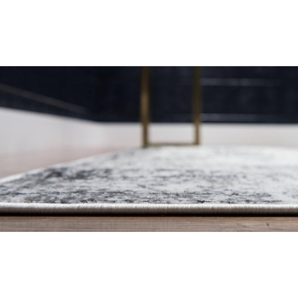 Elegant Gray Synthetic Indoor Runner Rug, Easy Care & Stain-Resistant