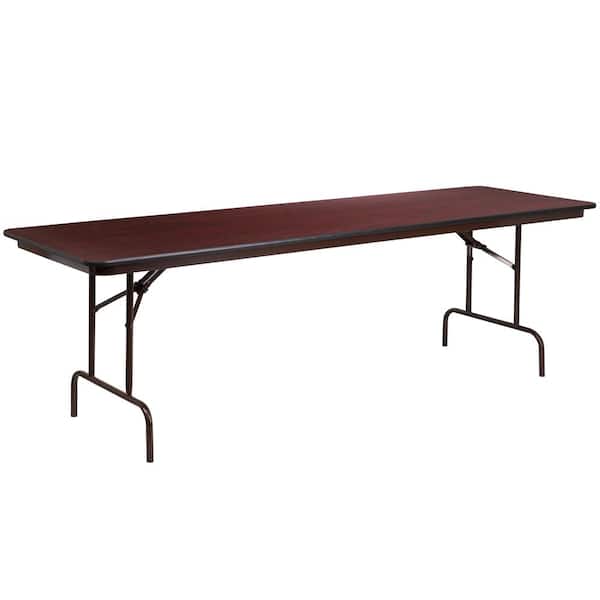96 in. Mahogany Wood Table top Material Folding Banquet Tables CGA
