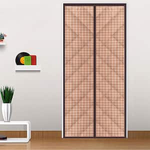 31.5 in. x 79 in. Brown Plastic Thermal Insulated Door Curtain Magnetic Screen Door Noise Reduction Waterproof