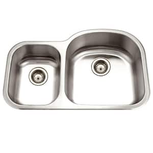 Medallion Series Undermount Stainless Steel 33 in. Double Bowl Kitchen Sink