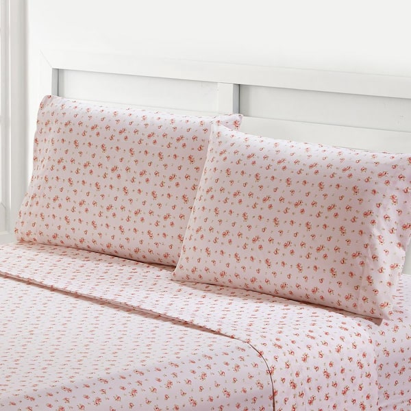 MODERN THREADS Sweet Rose 4 Piece Blush Microfiber Queen Sheet Set