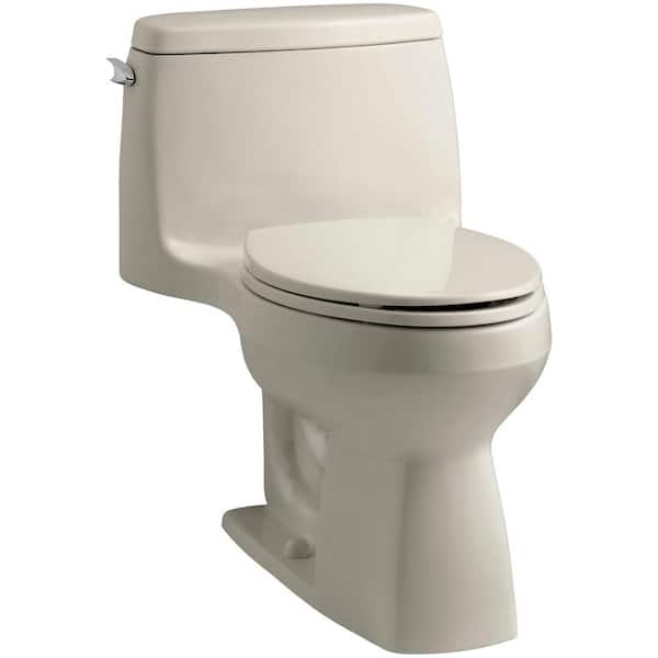 KOHLER Santa Rosa Comfort Height 1-piece 1.6 GPF Single Flush Compact Elongated Toilet with AquaPiston Flush in Sandbar