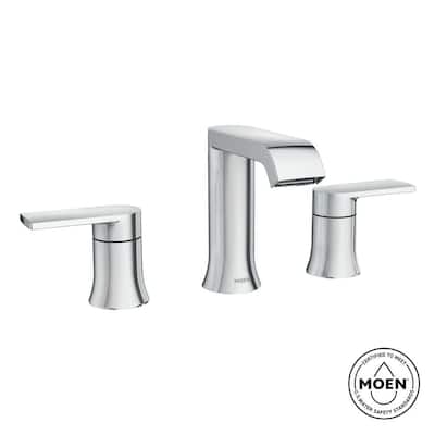 Genta 8 in. Widespread Double Handle Bathroom Faucet With Drain Kit Included In Chrome (Valve Included) 84763