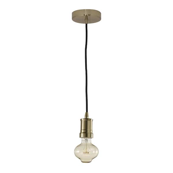 Bulbrite 1-Light Warm Gold Contemporary Pendant Socket and Canopy with Incandescent 40W BT27 Nostalgic Loop Light Bulb