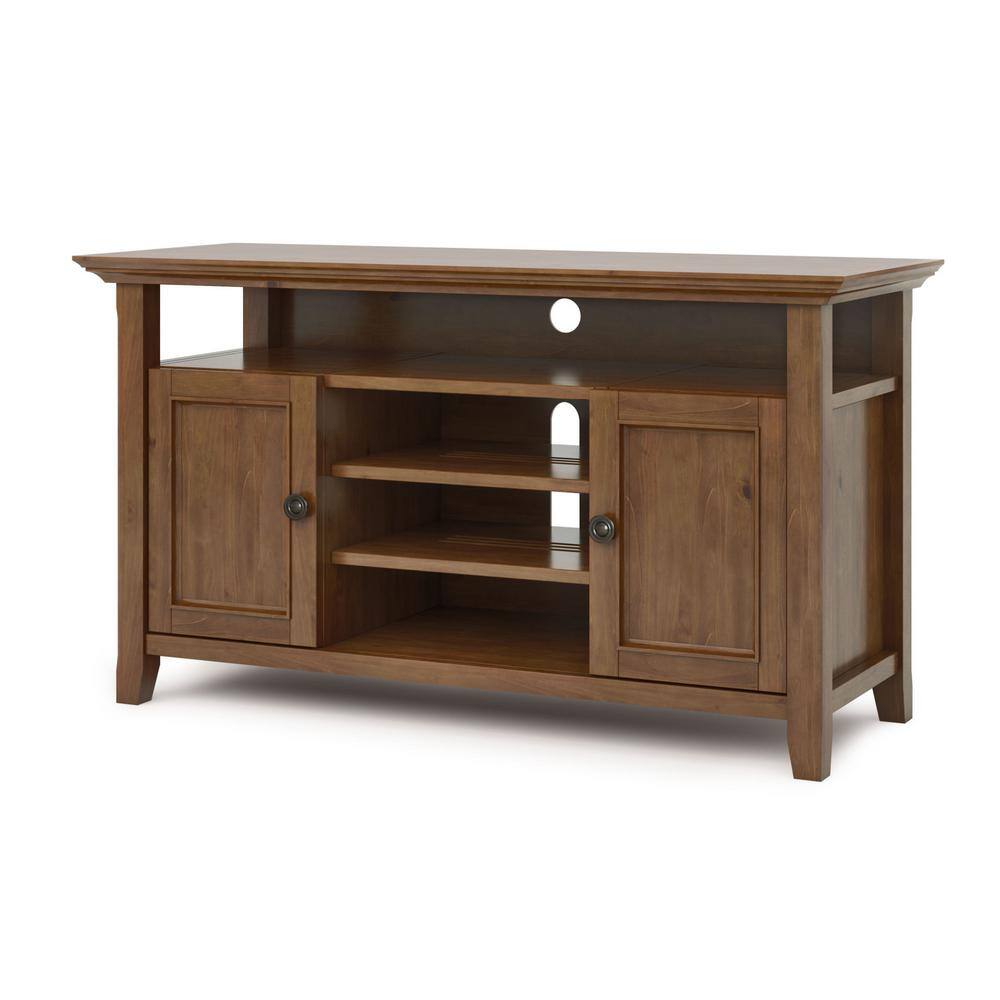 Amherst Transitional 54" Media Stand with Cabinet in Medium Saddle Brown