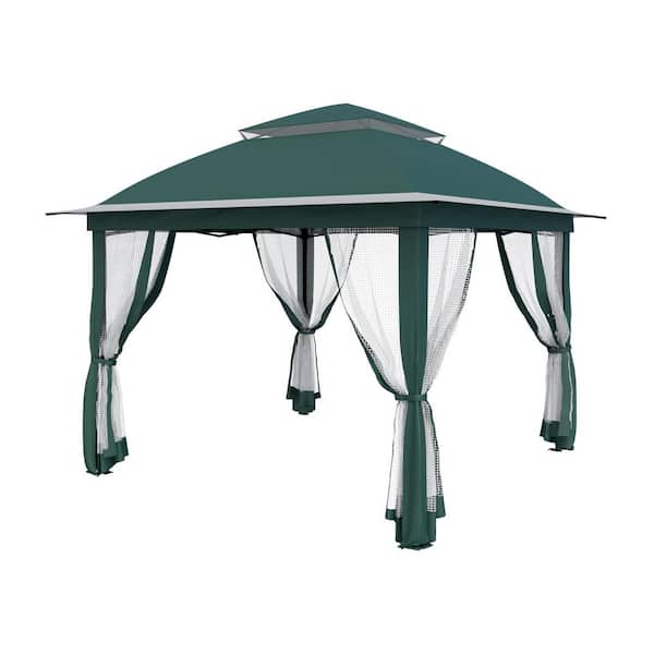 11 ft. x 11 ft. Pop-Up Steel Gazebo with Vented Double Roof, Mosquito Netting, and Carry Bag