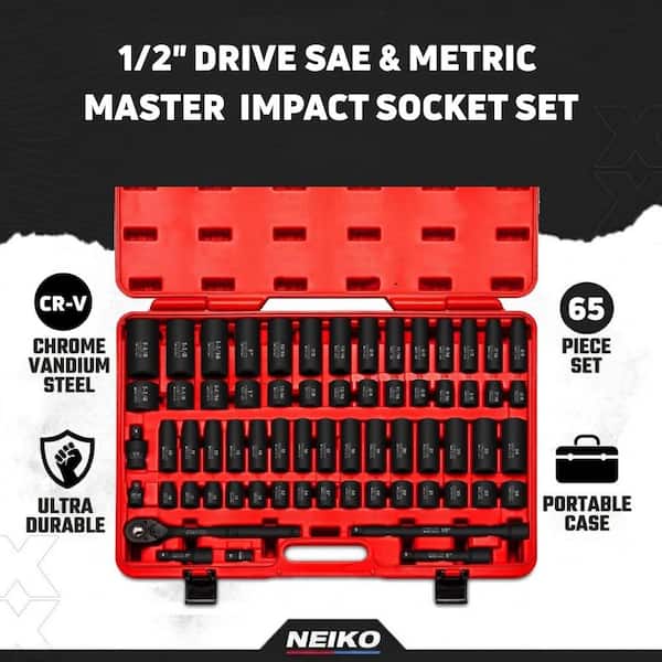NEIKO 1/2 in. Drive Master SAE and Metric 6-Point Deep and Shallow