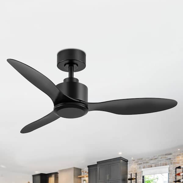 Alisio 42 in. Indoor/Covered Outdoor Black Standard Downrod Ceiling Fan for Bedroom or Living Room with Remote Control