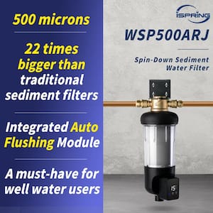 500-Micron Jumbo Auto-Flush Spin Down Sediment Water Filter, 1 in. MNPT and 3/4 in. FNPT