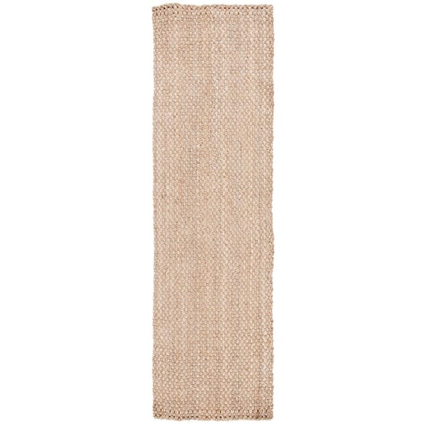SAFAVIEH Natural Fiber Beige 2 ft. x 12 ft. Woven Border Runner Rug