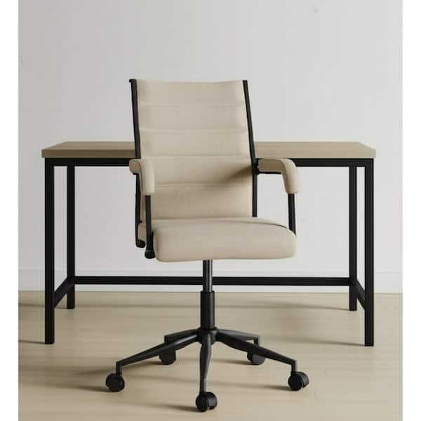 Fabric Ergonomic Chair in Black, Beige with Adjustable Arms