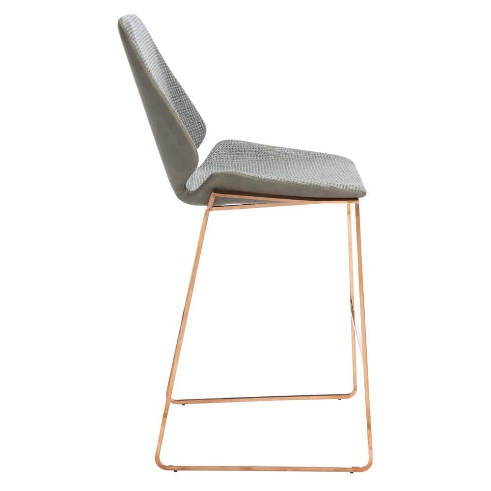 Masami Grey and Gold Saddle Style Counter Stool