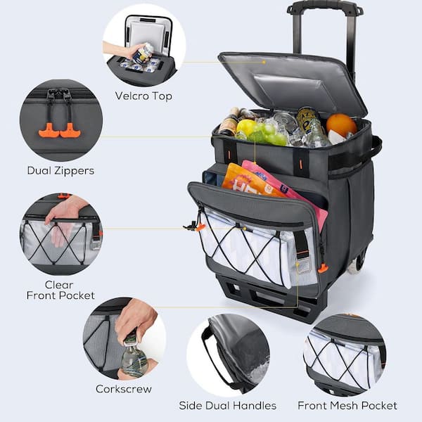 Misopily 75 Dual Compartment Rolling Cooler with Wheels - Technical View
