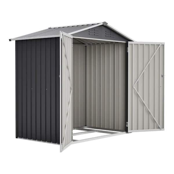 6 ft. W x 4 ft. D Black Metal Outdoor Storage Shed with Lockable