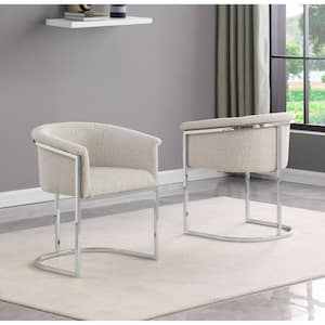 Luke Cream Boucle Fabric Dining Chair Set of 2 with Floor Adjuster