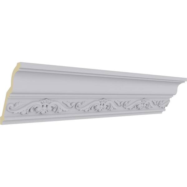 Ekena Millwork 3-3/8 in. x 3-1/2 in. x 94-1/2 in. Polyurethane Dauphine Crown Moulding