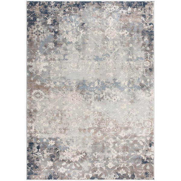 Havana Navy Blue 2 ft. x 3 ft. 3 in. Traditional Distressed Doormat Area Rug Entrance Floor Mat