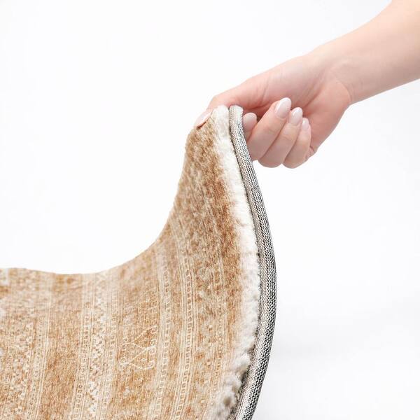 Dream Shag Premium Machine Washable Abstract ADS714 Copper 2 ft. x 7 ft. Runner Rug