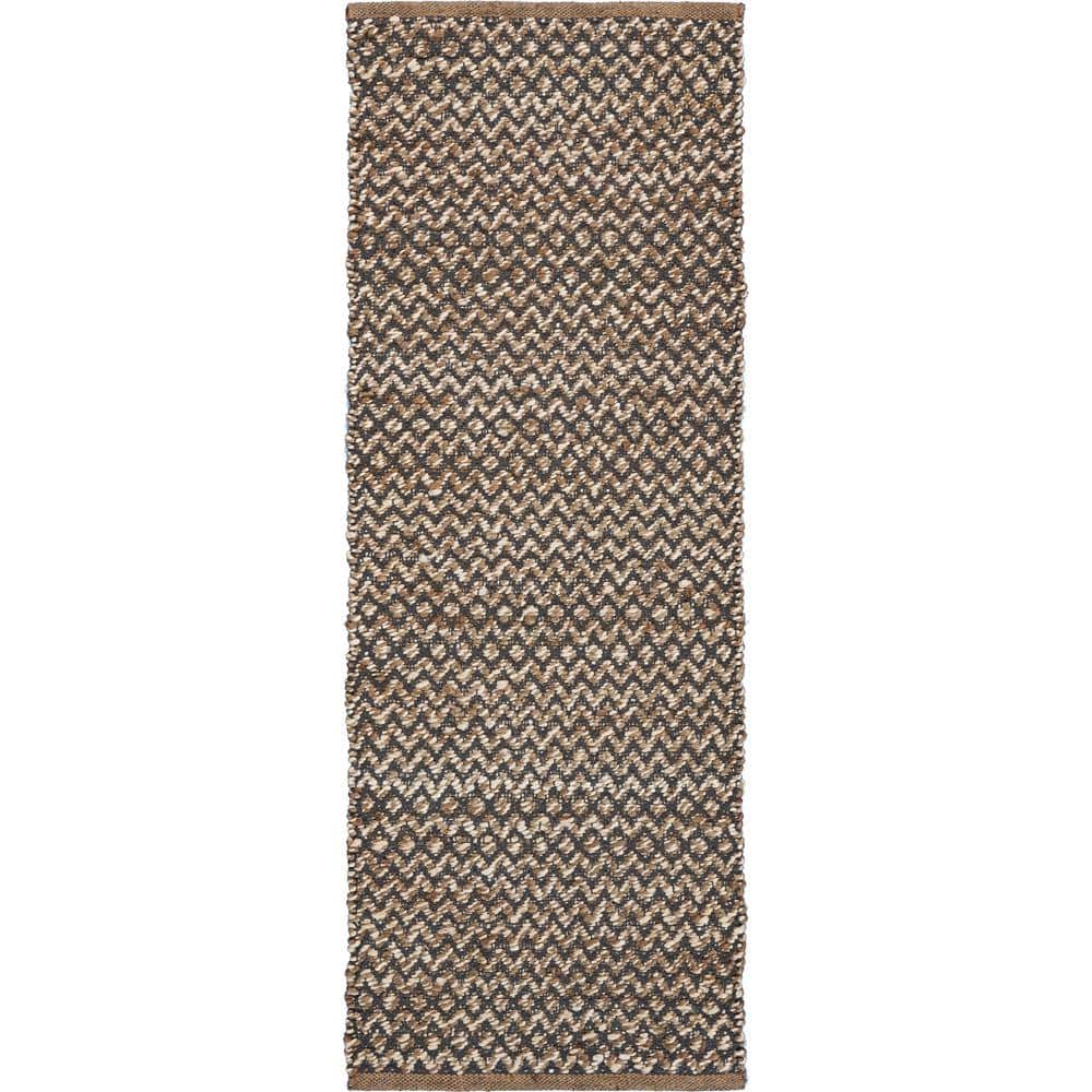 Mateo Global Deep Gray 2 ft. x 5 ft. 8 in. Chevron Cotton Reversible Runner