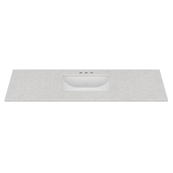 55 in. W x 22 in. D Cultured Marble Rectangular Undermount Single Basin Vanity Top in Silver Stream