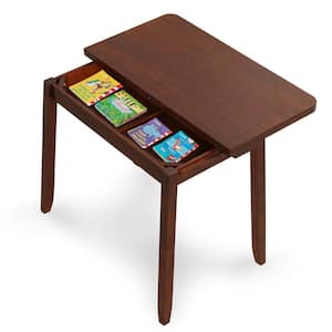 Folding Cherry Rubber Wood 36 in. 4 Legs Dining Table Seats 4 with Hidden Storage for Kitchen
