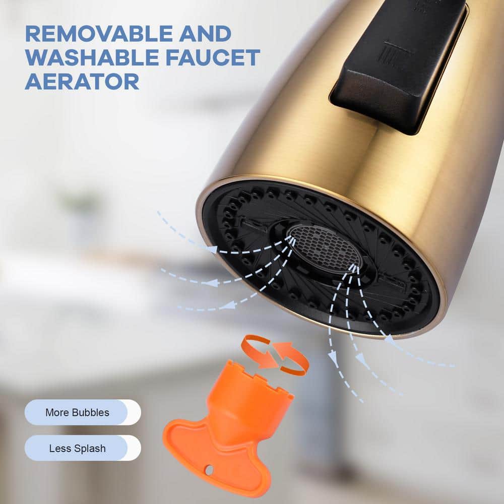 Gold 3-Function Kitchen Faucet Spray Head with 9 Adapters
