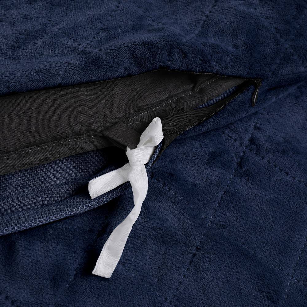 Navy Ultra-Soft Knitted Weighted Blanket with Removable Cover