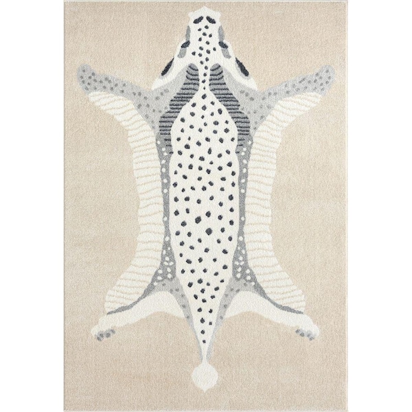 Nuevo Ivory 4 ft. x 6 ft. Animal Polypropylene Area Rug