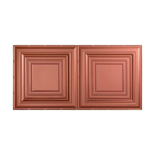Fasade Traditional Style # 3 - 2 ft. x 4 ft. Vinyl Glue-Up Ceiling Tile in Argent Copper