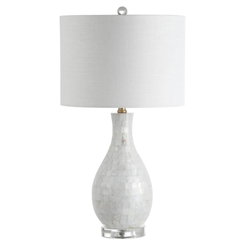 Elegant White Seashell LED Table Lamp with Crystal Accents