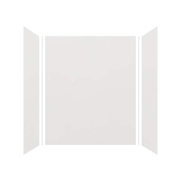 Expressions 36 in. x 60 in. x 72 in. 3-Piece Easy Up Adhesive Alcove Shower Wall Surround in Grey