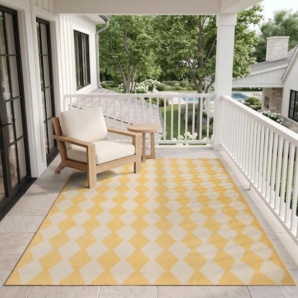 Positano Yellow 6 ft. x 9 ft. Diamond Contemporary Area Rug