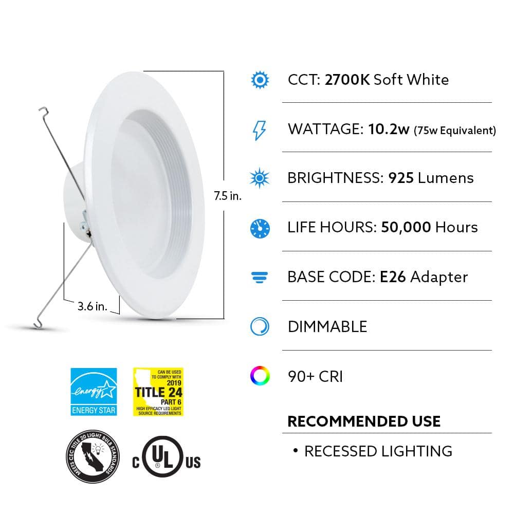 Feit Electric 6-Pack White LED Recessed Light Kit