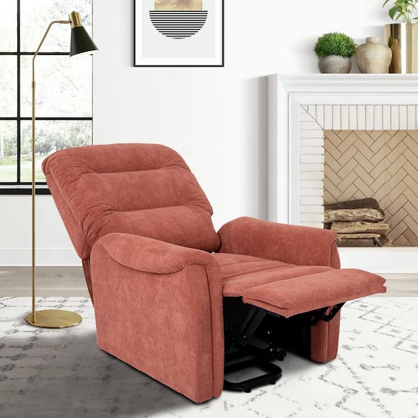 orange fabric recliner