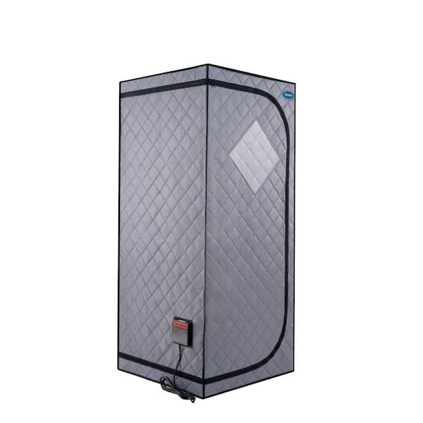 Moray 1-Person Indoor Full Size Grey Portable Infrared Sauna Tent with Foldable Chair