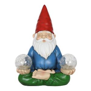 Solar Glass Ball Yoga Gnome Garden Statue