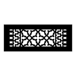 Scroll Series 4 in. x 12 in. Cast Iron Grille Black without Mounting Holes
