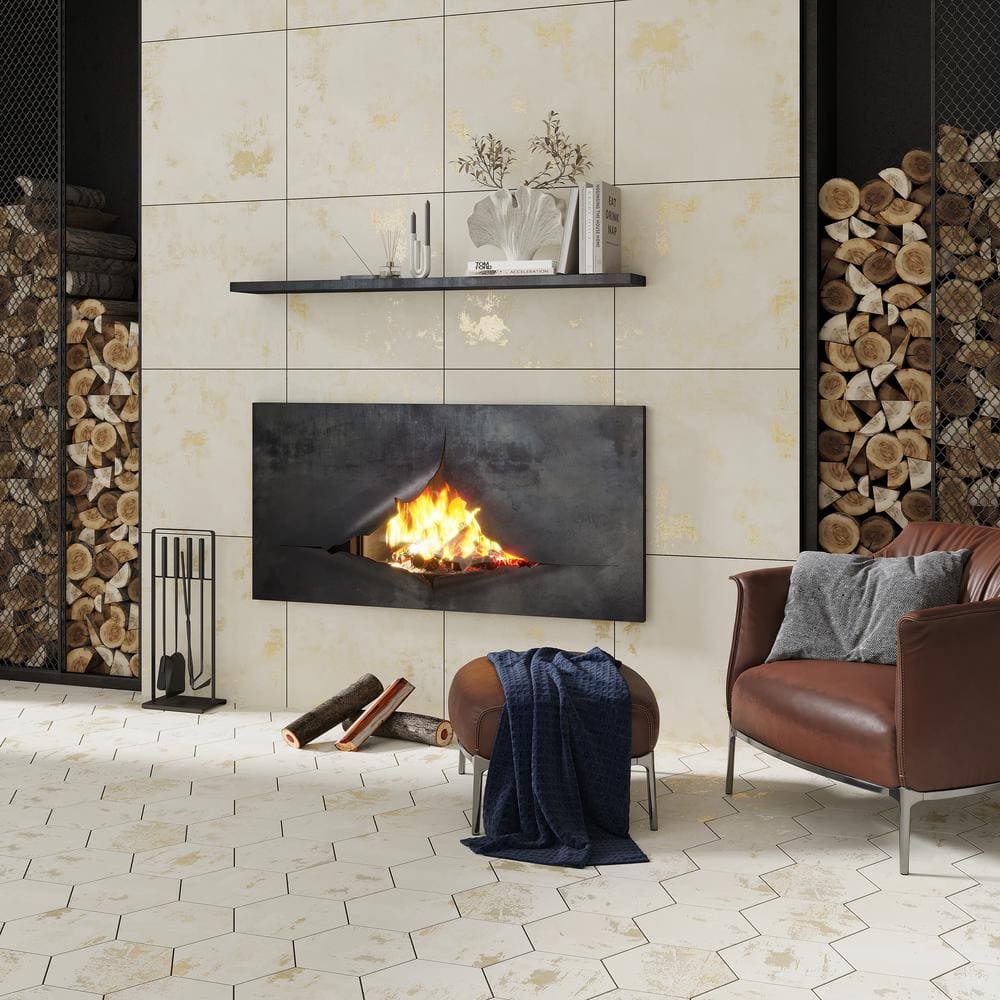 Aureate Large Format Beige Porcelain Hexagon Tile