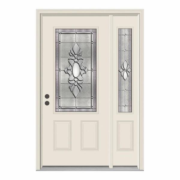 JELD-WEN 50 in. x 80 in. 3/4 Lite Langford Primed Steel Prehung Right-Hand Inswing Front Door with Right-Hand Sidelite