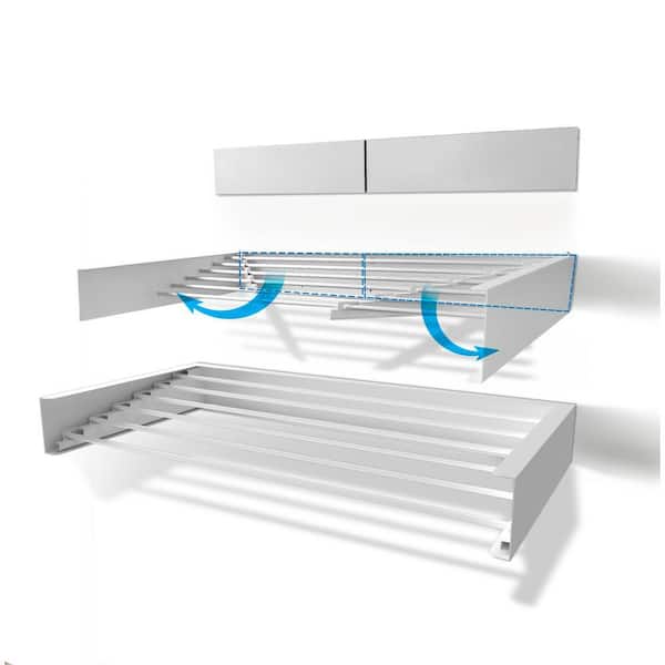 40 in. Indoor/Outdoor White Retractable Wall Mount Drying Rack