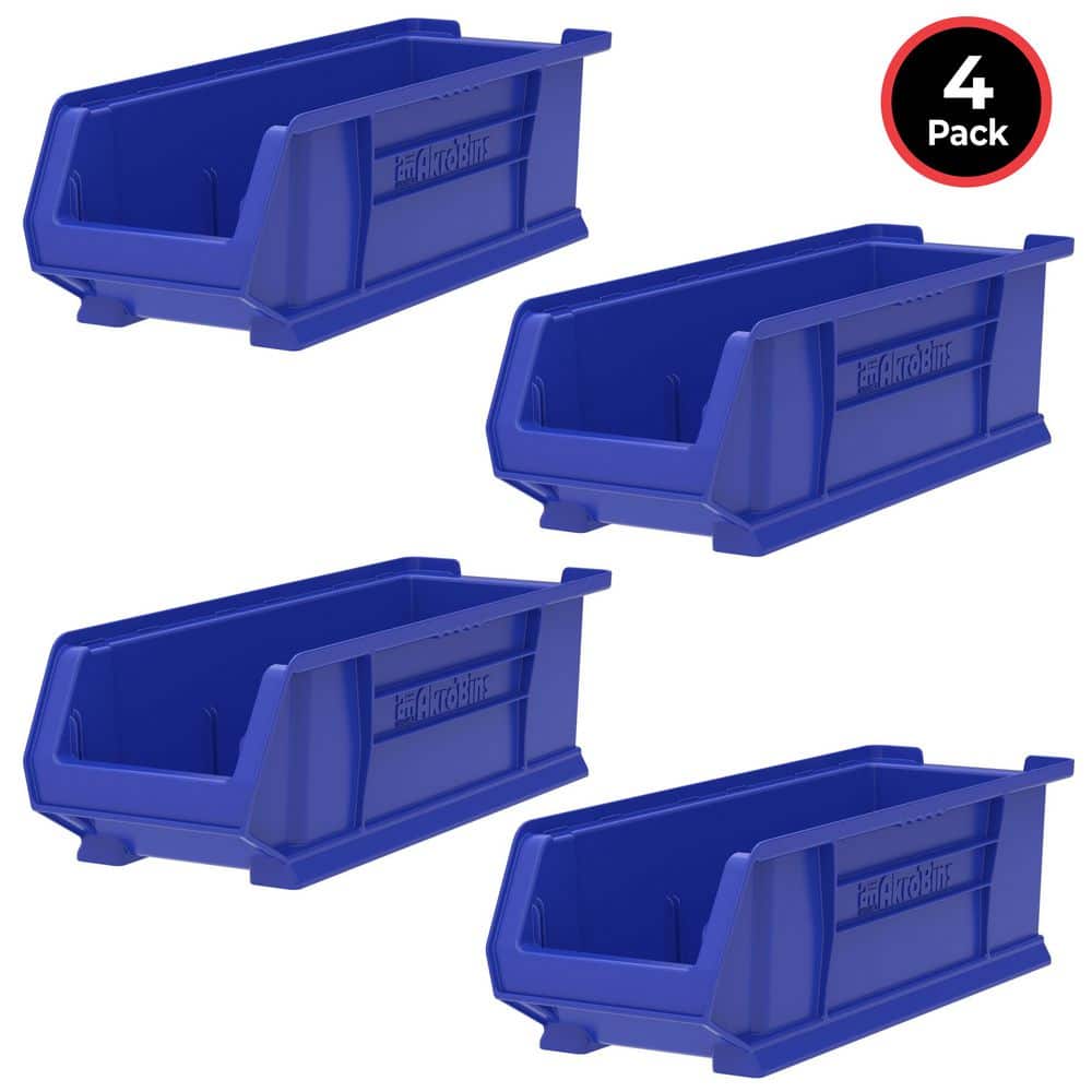 Super-Size Plastic Stackable Tool Storage Bins, Hanging Organizer, 23.875 in. D x 8-1/4 in. W x 7 in. H, Blue, 4-Pack price history on PriceWatchPro