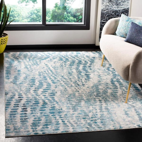 Aria Cream/Teal 4 ft. x 6 ft. Abstract Area Rug