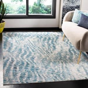 Aria Cream/Teal 5 ft. x 8 ft. Abstract Area Rug