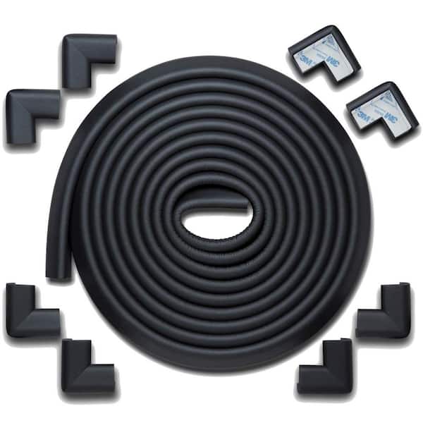 Angel Sar 18 ft. Soft NBR Rubber Foam Furniture Edge Corner Protector, Black