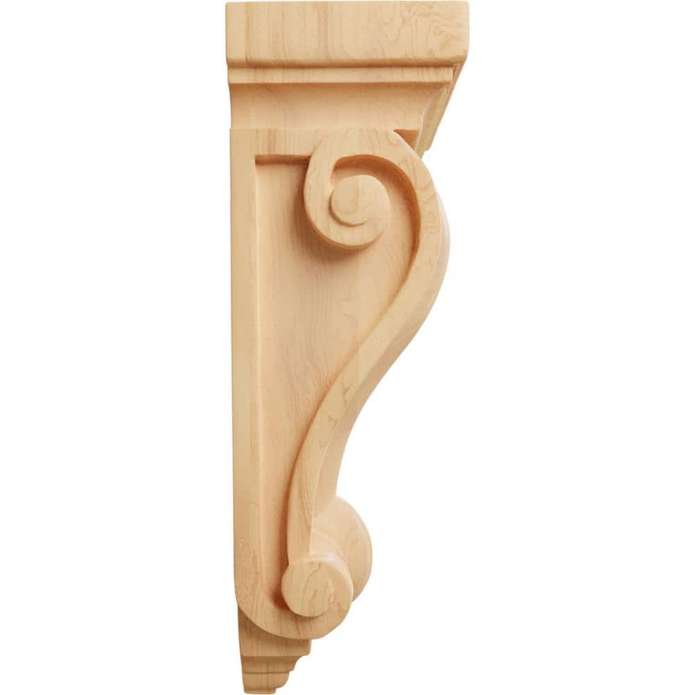 12" Red Oak Hand-Carved Decorative Wood Corbel