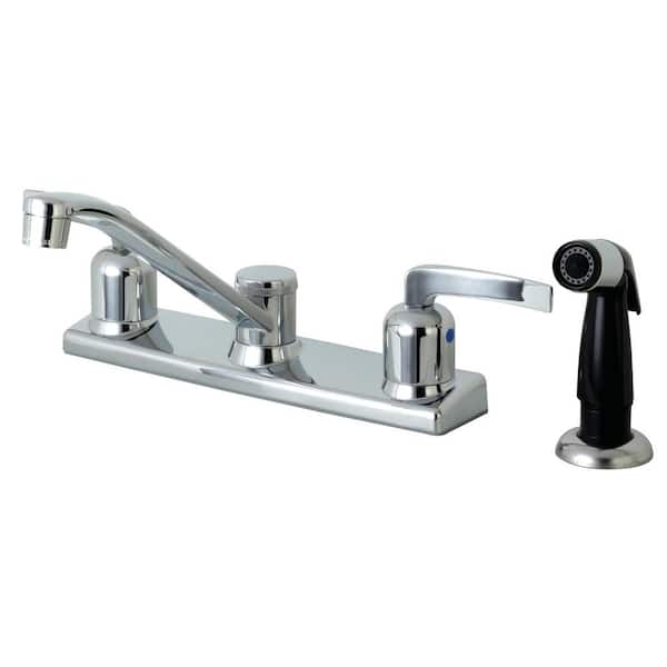 Kingston Brass Centurion 2-Handle Standard Kitchen Faucet and Sprayer in Polished Chrome