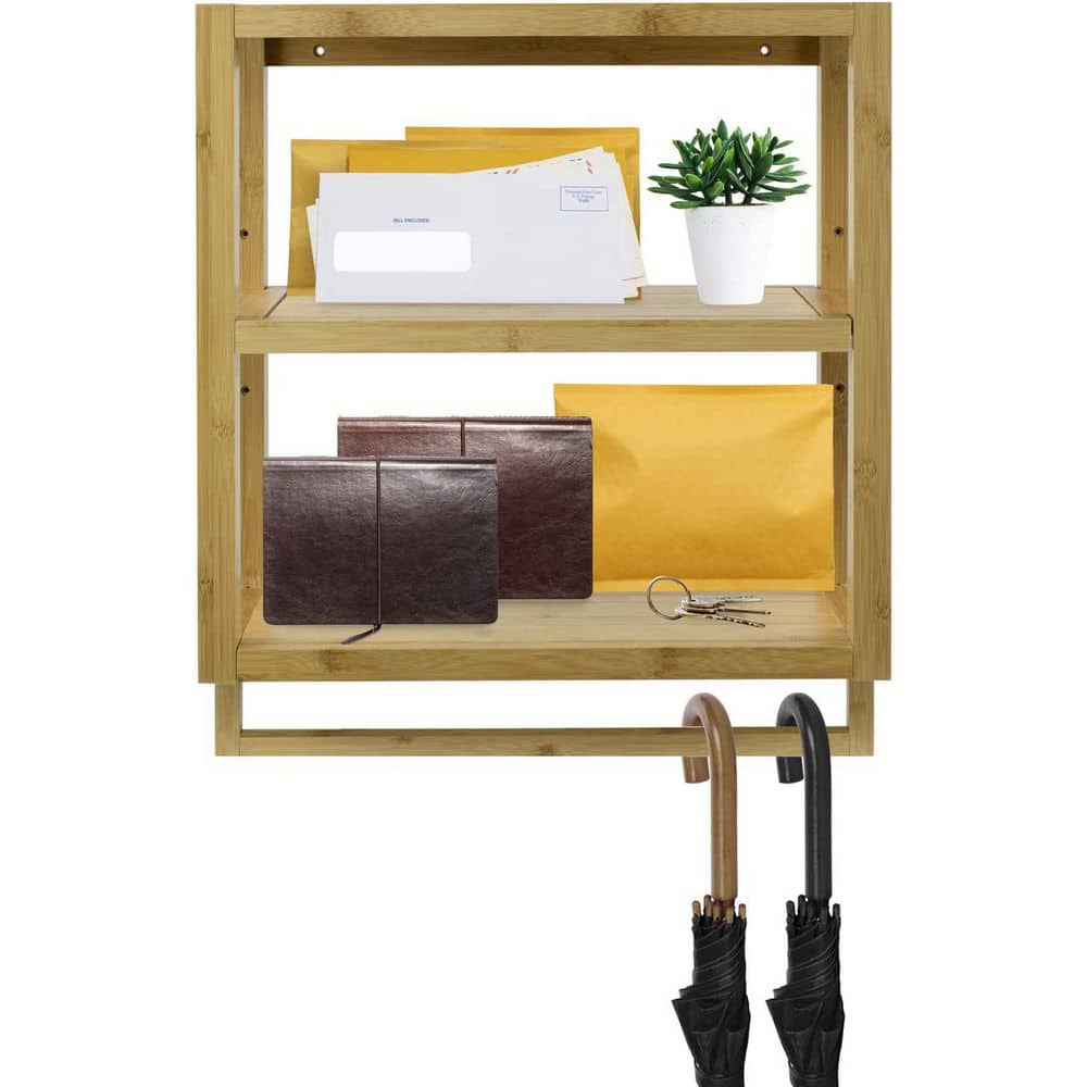 Sorbus Natural Bamboo 3-Tier Wall Mounted Shelf