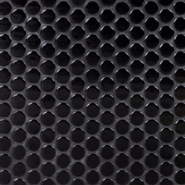Bliss Penny Round Black 12 in. x 12 in. Polished Ceramic Wall Tile
