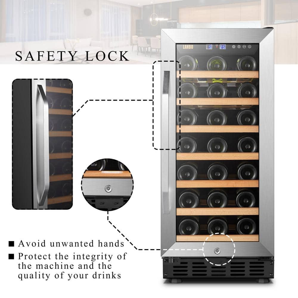 15-Inch Black Stainless Steel Single Zone Wine Cooler